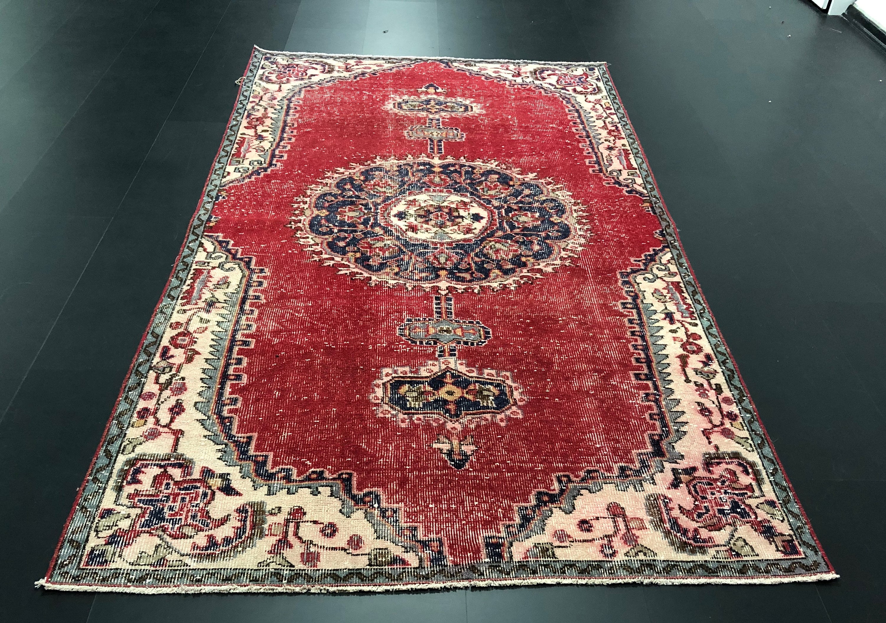Turkish Red Rug Vintage Overdyed Rug Decorative Floor Rug Etsy