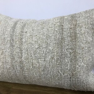Almohada de cáñamo blanco antiguo, almohada turca natural, almohada tradicional, almohada vintage, funda de almohada orgánica, 16x24 cáñamo Kilim funda de almohada
