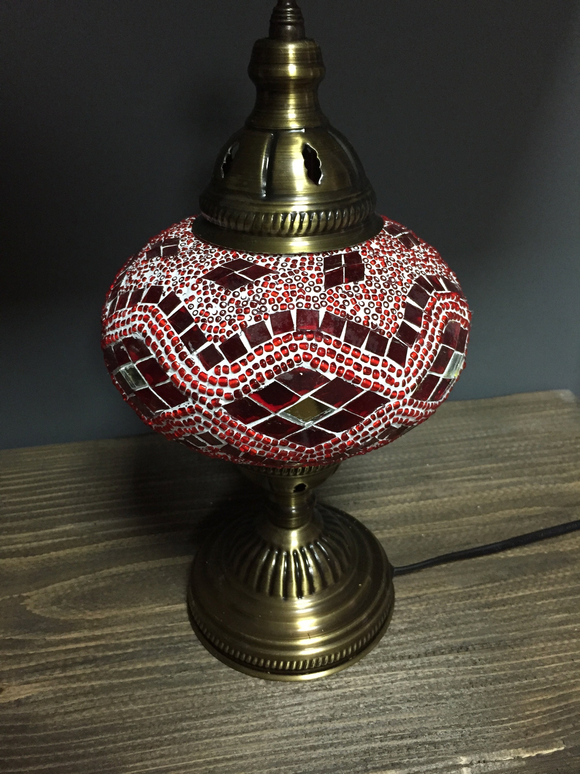 Red Mosaic Lamp Mosaic Bedside Lamp Turkish Handmade Mosaic Etsy