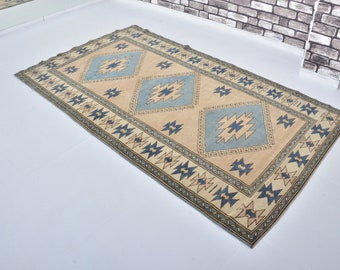 Peach Turkish Rug, Oushak Rug, Designer Rug, Handmade Rug, Turkish Rug, Antique Rug, Vintage Rug, Ethnic Rug, Faded Rug, 8.2 x 4.8 ft, C1374