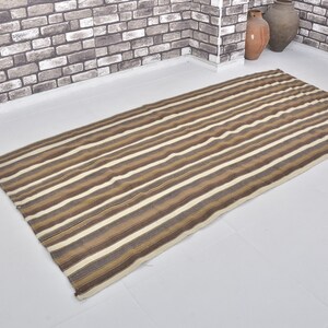4x7 Turkish Kilim, Tribal Area Kilim, Striped Design Wool Kilim, Handwoven Kilim Rug, Bohemian Kilim Rug, Traditional Kilim, Mid Century Rug