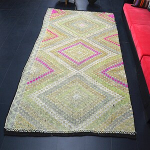 Turkish Kilim Vintage Geometric Design Area Kilim, Wool kilim Rug, Antique kilim, Multicolor Area kilim, Kilim Rug, 10.5 ft x 5.3 ft, C1892