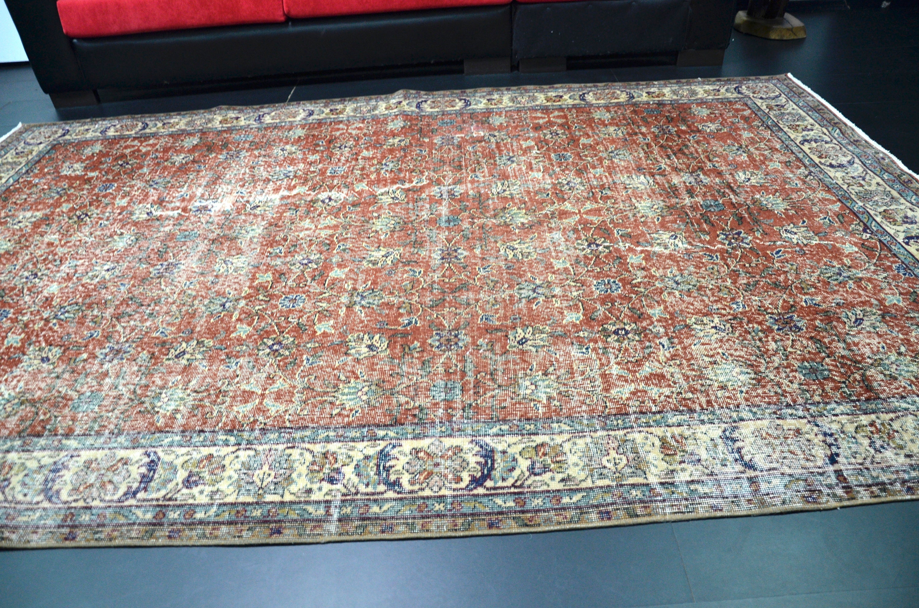 Turkish Rug Vintage Orange Rug Traditional Rug Turkish Etsy