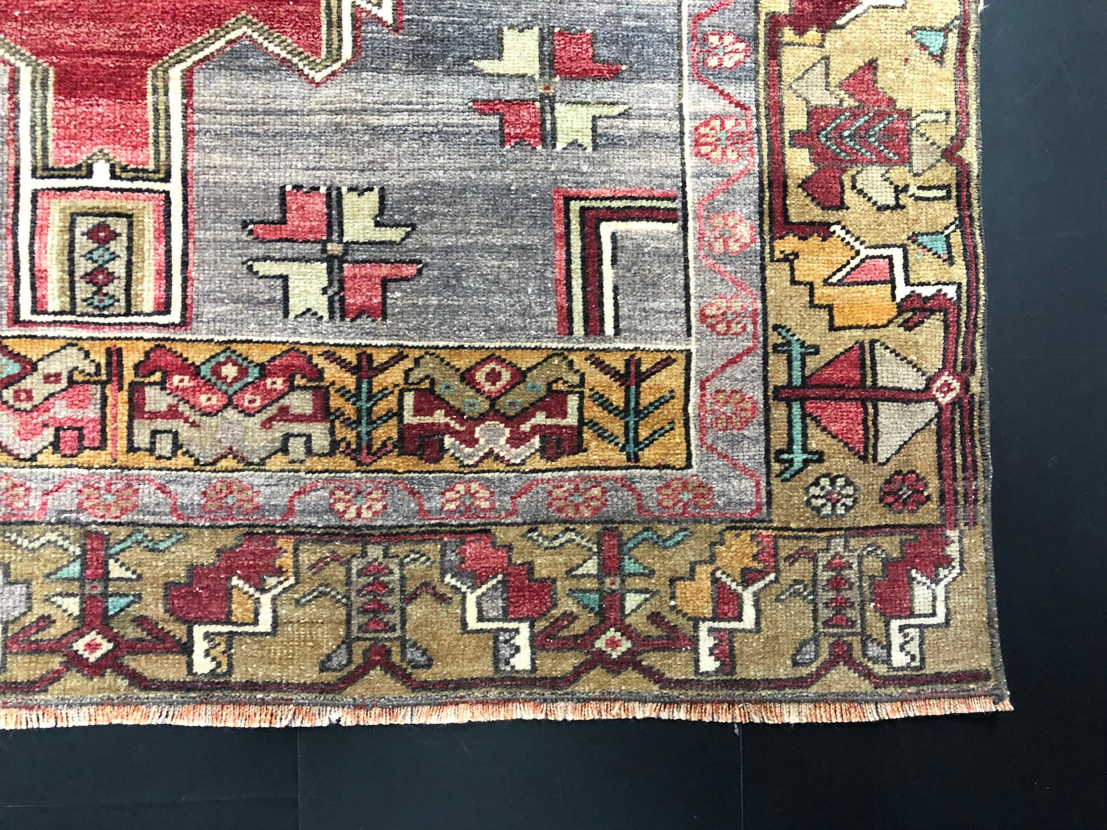 Authentic Red and Gray Turkish Designer Area Rug Traditional - Etsy