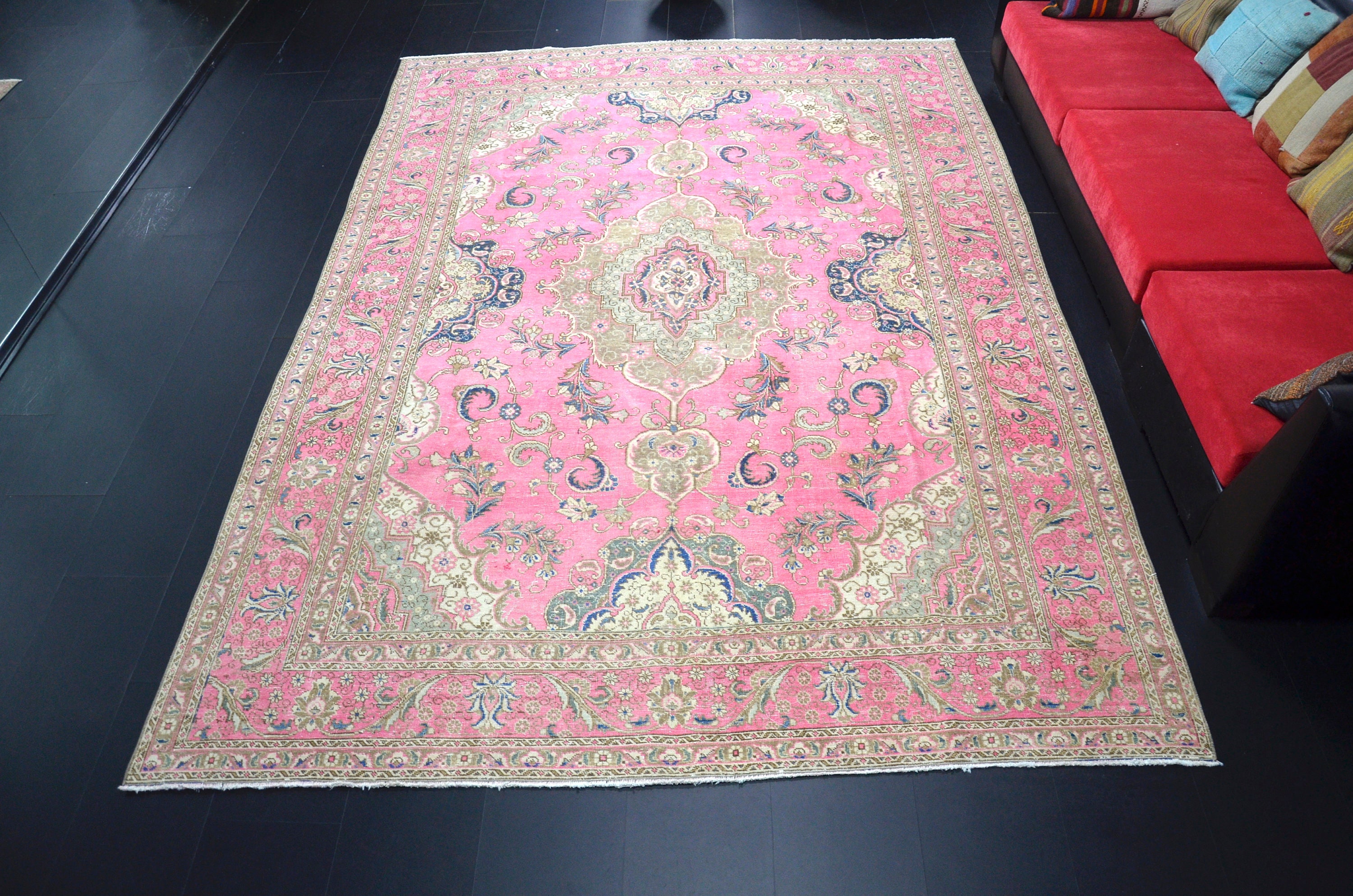 Pink Persian Rug Vintage Faded Pink Persian Rug Boho Vintage Etsy