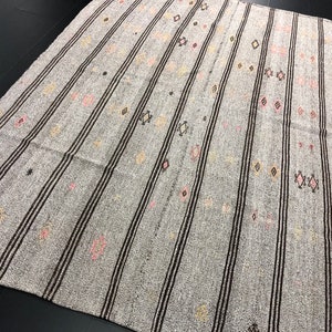 Stammes-Türkische Kelim, Vintage Kelim Teppich, Bereich Kelim, Wohnzimmer Kelim, Design Kelim, dekorative Kilim, Streifen Kelim, 8,2 ft x 6,1 ft, C936