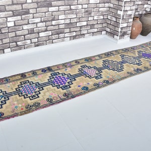 3x11 Vintage Runner Rug, Turkish Anatolian Narrow long Runner, Hallway Decor Wool Runner, Authentic Runner, 3x11 Traditional & Modern Runner
