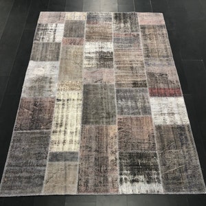 7x10 Gray Overdyed Area Rug, Handmade Design Rug, Turkish Design Rug, Patchwork Large Rug, Vintage Decorative Rug, Unique Rug SKU:C593