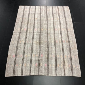 Striped Turkish Kilim, Bohemian Area Kilim, Traditional Kilim, Handwoven Kilim, Natural Kilim Rug, Organic Kilim, Wool Kilim 6x8 ft SKU:C963