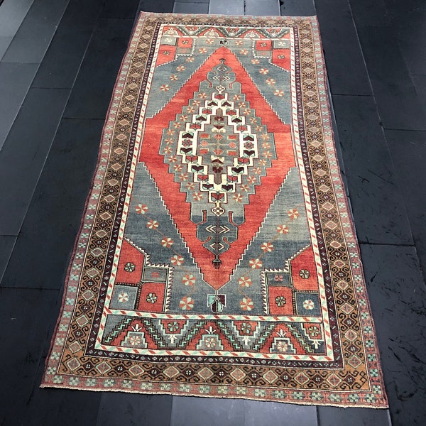 Turkish Anatolian Area Rug, Turkish Oushak Carpet, Ethnic Boho Decor Floor Rug, Casa De Marco, Vintage Area Rug, 10.4 ft x 5.1 ft, SKU:C400