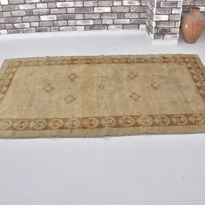 Turks Anatolisch tapijt, gedempt Oushak-tapijt, vintage Oushak-tapijt, beige Turks tapijt, antiek gebiedsdeken, pastelwollen tapijt, 7,6 ft x 4,5 ft, SKU: A48