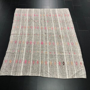 Turkish Kilim, Striped Kilim, Vintage Kilim, Natural Kilim, Antique Kilim, Decorative Kilim, Tribal Kilim, Ethnic Kilim 8.5 ft x 6.8 ft C957