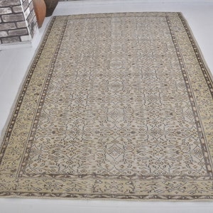 Beige Vintage Rug, Turkish Floral Rug, Anatolian Rug, Area Rug, Bohemian Rug, 9 ft Turkish Rug, Antique Decorative Rug, 8.9 ft x 6 ft, C1314