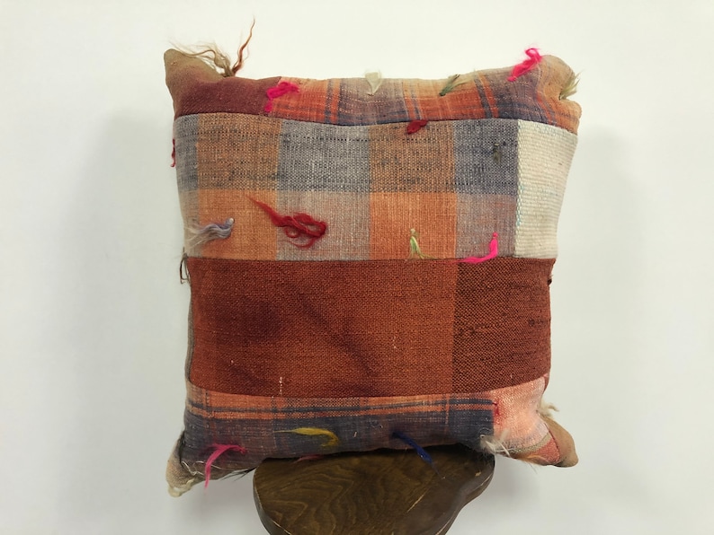 B537 Handmade pillow cover Unique Pillow Decorative Orange Pillow Design pillow Wool Pillow 20x20 inc Turkish pillow Tribal Pillow
