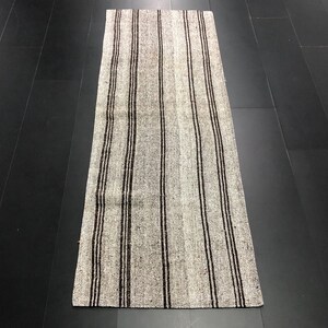 Stripe Kilim Runner, Turkish Anatolian Runner Rug, Tribal Kilim, Gray Kilim, Bohemian Home Runner Rug, Antique Kilim, 7.3 ft x 2.7 ft, C1033