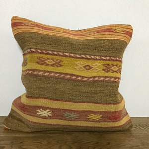 Traditional Kilim pillow, Vintage pillow Cover, Anatolian pillow, Decorative Pillow, Wool Pillow Case, Ethnic Pillow, 20x20 inc, 857