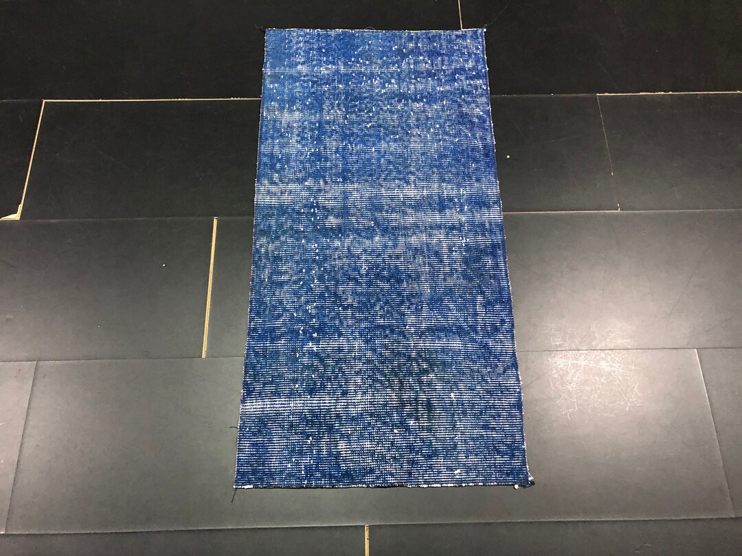 Small Blue Wool Rug Blue Wool Small Rug, Minis Handmade Oushak Rug, Floor Wool Aztec Rug, 3 ...