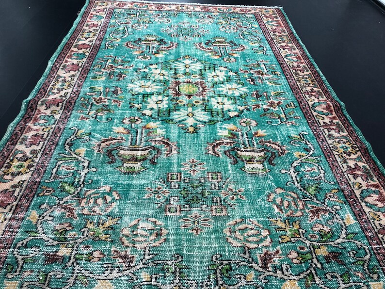 Authentic Decorative Turkish Handmade Area Rug Turquoise - Etsy