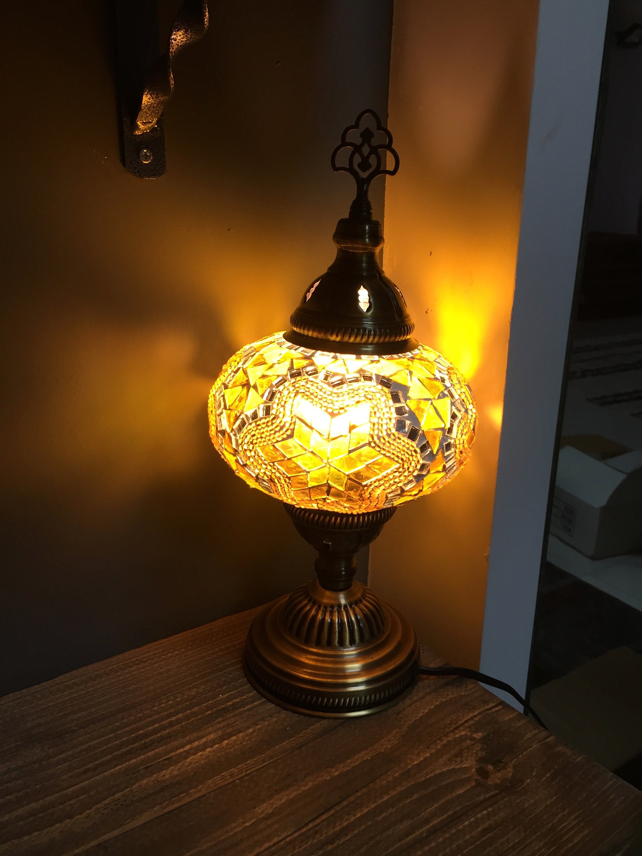 Yellow Mosaic Lamp Mosaic Bedside Lamp Turkish Handmade Etsy