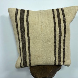 Beige und grau gestreift Kissen, traditionelle Kissen, Sofa Kissen, Vintage Kissen, antike Kelim Kissen, Stammes-Kissen, Kissen 20 x 20 inc, B404