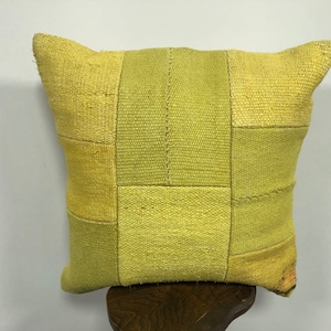 Traditional Turkish Pillow, Handmade Pillow, Sofa pillow, Design pillow, Kilim pillow, Vintage Pillow, Yellow Pillow cover 20x20 inc, B487