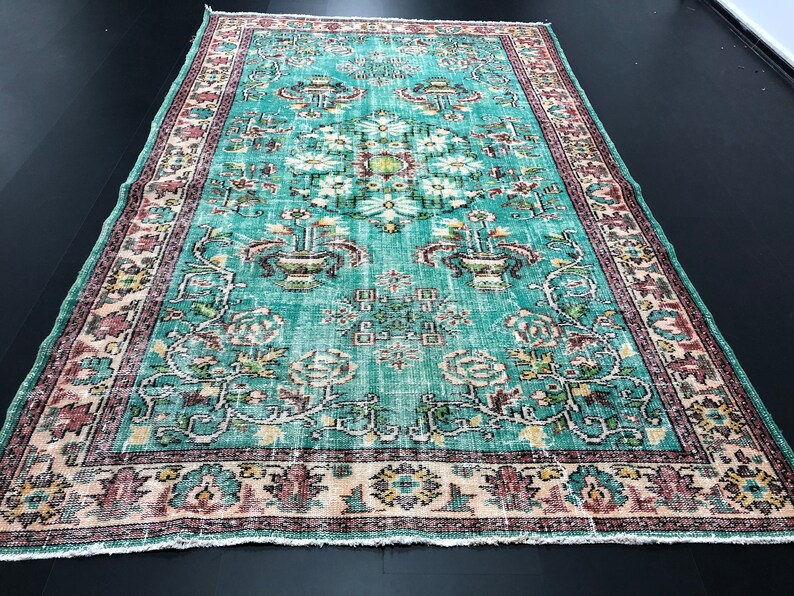 Authentic Decorative Turkish Handmade Area Rug Turquoise - Etsy