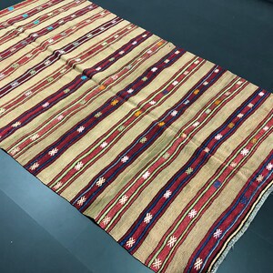 Nomadic Handwoven Turkish Ethnic Kilim Rug, Traditional Vintage Wool Kilim Rug, Decorative Art Kilim Rug, 8'x5'.1" feet 245x154 cm SKU:C172
