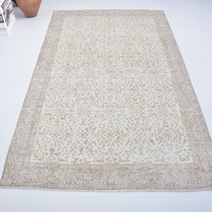 4x8 Turkish Pale Rug, Vintage Rug, Oushak Rug, Beige Oriental Rug, 4x8 Area Rug, Faded Rug, Natural Home Decor Rug, Antique Rug, Kitchen Rug