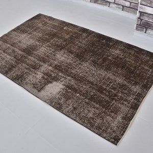 Brown  Vintage Rug, Black Overdyed Rug, Turkish Rug, Bohemian Rug, Distressed Rug, Decorative Rug, Faded Black Rug, 6.3 ft x 3.9 ft, C1575