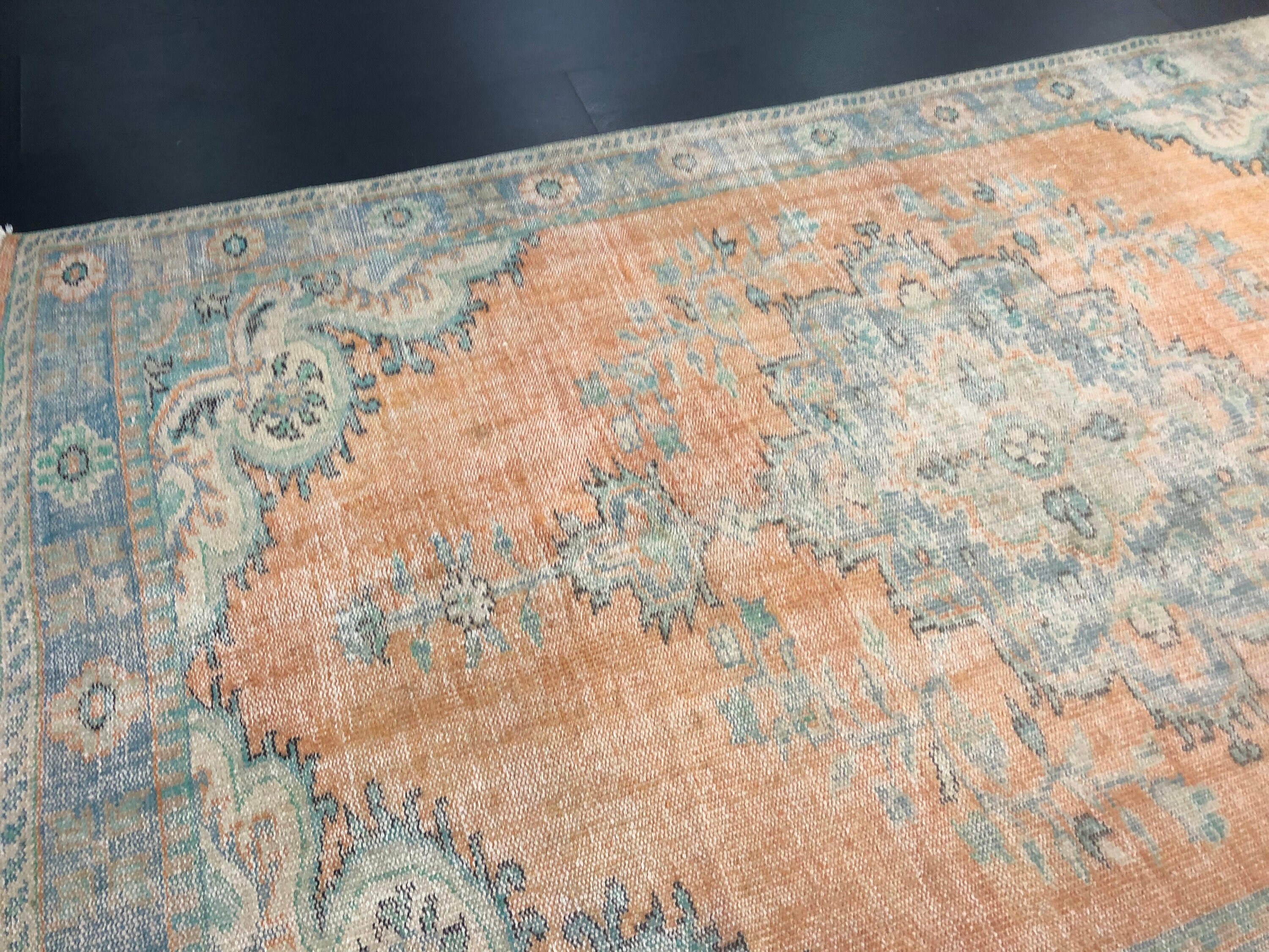 Orange Area Rug Medallion Design Rug Turkish Area Rug | Etsy