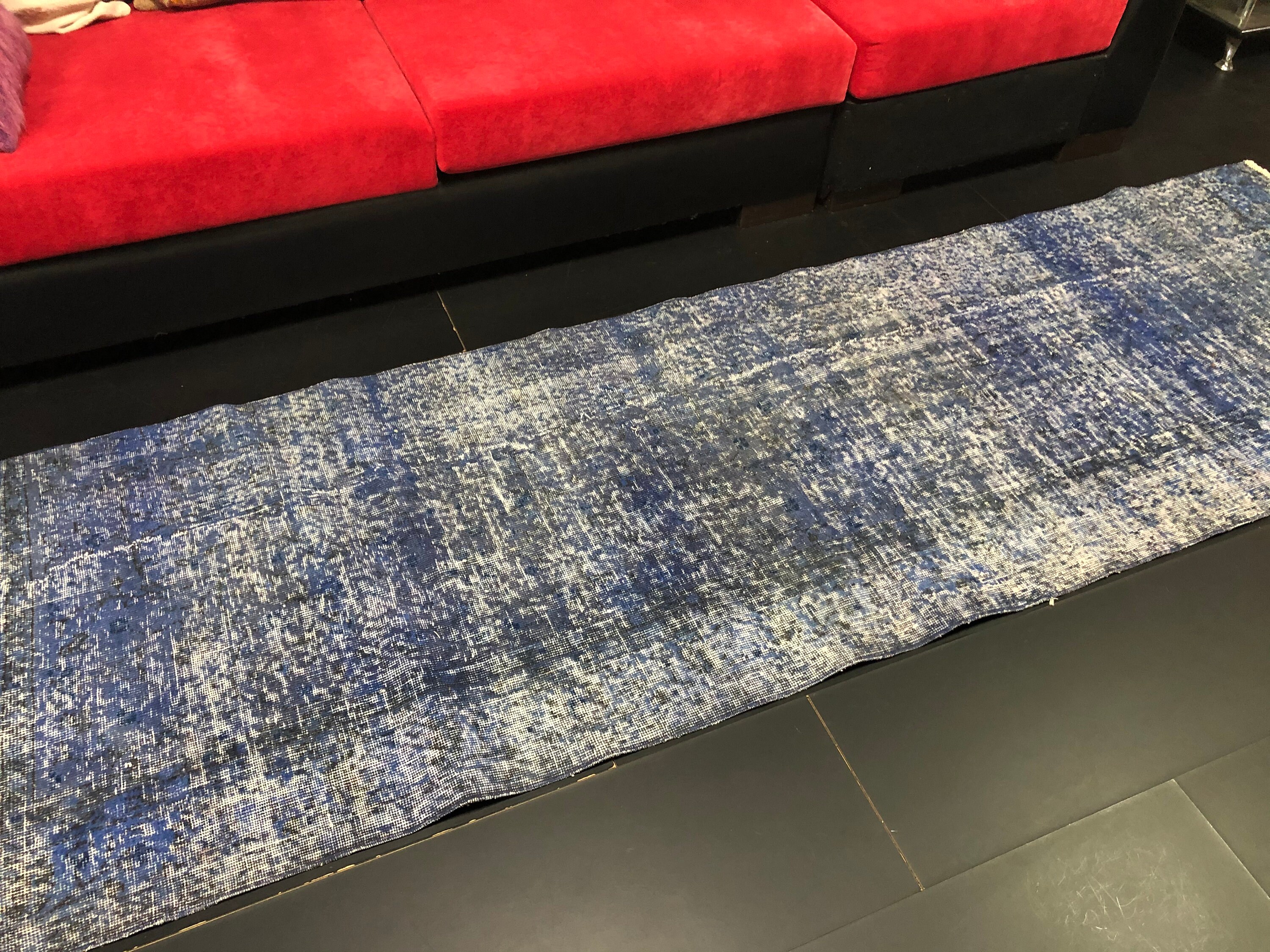 Distressed Blue Runner Rug Bohemian Runner Blue Overdyed Etsy UK