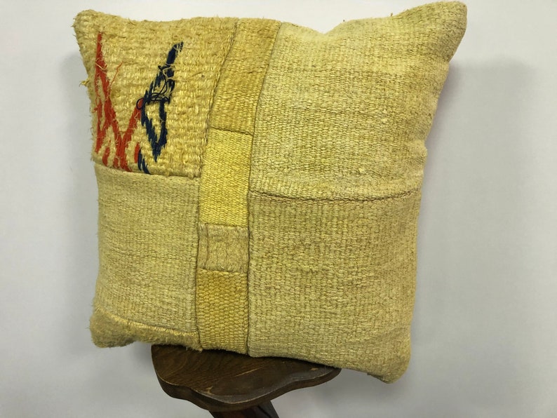 Traditional Pillow Turkish pillow Design pillow Kilim pillow B497 20x20 Pillow Yellow Cushion Cover Yellow Pillow Sofa Pillow Cover