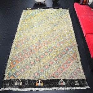 Tribal Kilim Rug, Hand Woven Kilim, 6x11 Vintage Kilim, Oversize Kilim, Traditional Kilim, Ethnic Anatolian Kilim, Farmhouse Decor, C1896