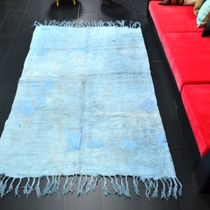 Distressed Turkse rug, Blue Vintage Hennep Kilim Rug, Traditionele Rug, Turkse antieke hennep Kilim Rug, Natuurlijke kilim, Hennep Rug 5x8 ft, C1619