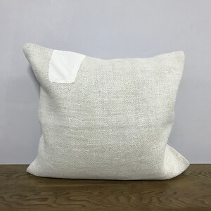 White Hemp Pillow, Turkish Kilim Pillow, Organic Pillow, Natural Pillow, Hemp Pillow, White Handmade Pillow, Pillow Cover,20x20 Pillow Cover