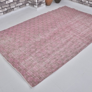 Chain Pattern Rug, Pink Vintage Rug, 5x8 Ft, Floor Rug, Faded Carpet, Handmade Rug, Oushak Rug, Aztec Rug, Area Rug, Turkish Rug, Rug Carpet