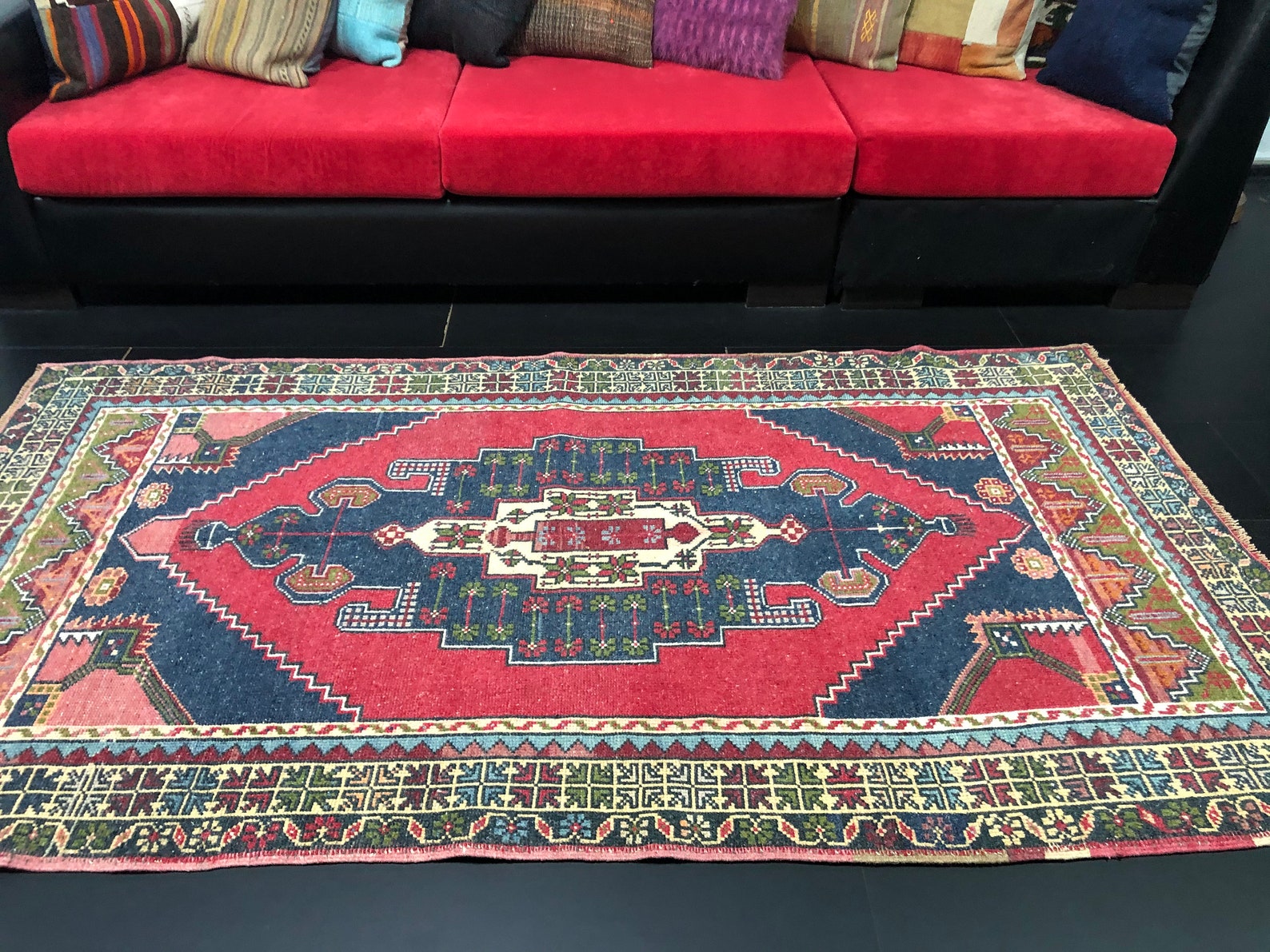 Red Turkish Rug Antique Rug Ethnic Rug Anatolian Wool Rug Etsy