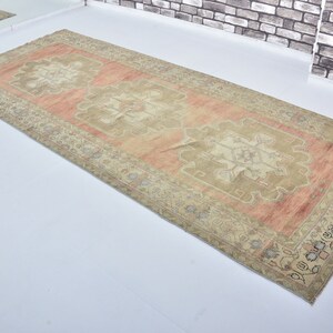 Faded Red Rug, Oversize Turkish Floor Rug, Vintage Decorative Rug, Pale Vintage Rug, Antique Turkey Rug, 10.8 x 4.6 ft, C1202