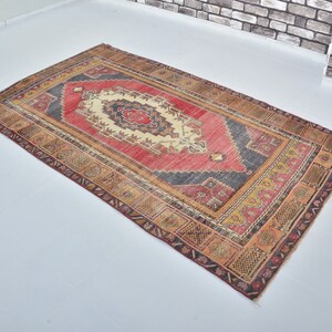 Faded Turkish Rug, 4x7 ft Rug, Handmade Rug, Oushak Rug, Traditional Old Rug, Area Anatolian Rug, Ethnic Rug, Vintage Turkey Rug, SKU:C629