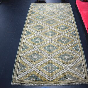Oversize Turkish Kilim Rug, Decorative Rug, Vintage Kilim, Anatolian Kilim, Traditional Kilim, Geometric Design Kilim, 12.6 x 6.2 ft, C1868