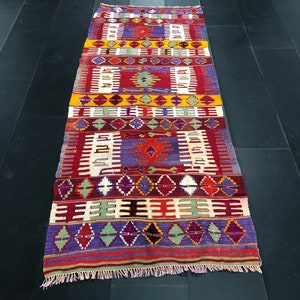 Vintage Kilim Runner kilim Rug, Rug Runner, Turkish Kilim Rug, Kilim Rug for Hallway, wool runner Rug, Aztec kilim Rug 7.4 ft x 3 ft, C531