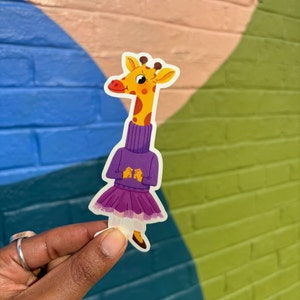 Cute Giraffe Girl Waterproof Vinyl Sticker