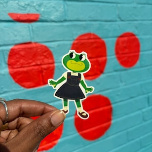 Cute Frog Girl Waterproof Vinyl Sticker