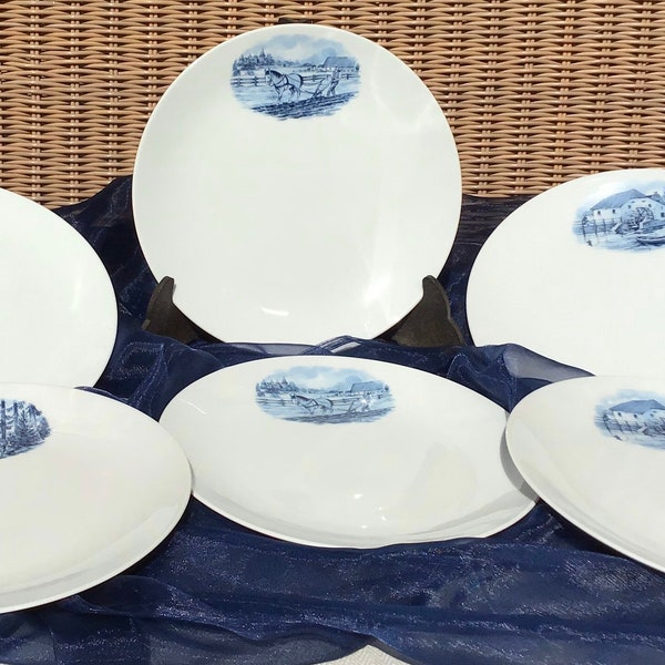 Seltman Bavaria ensemble de 6 assiettes hollandaises, bleu et blanc, vaisselle vintage