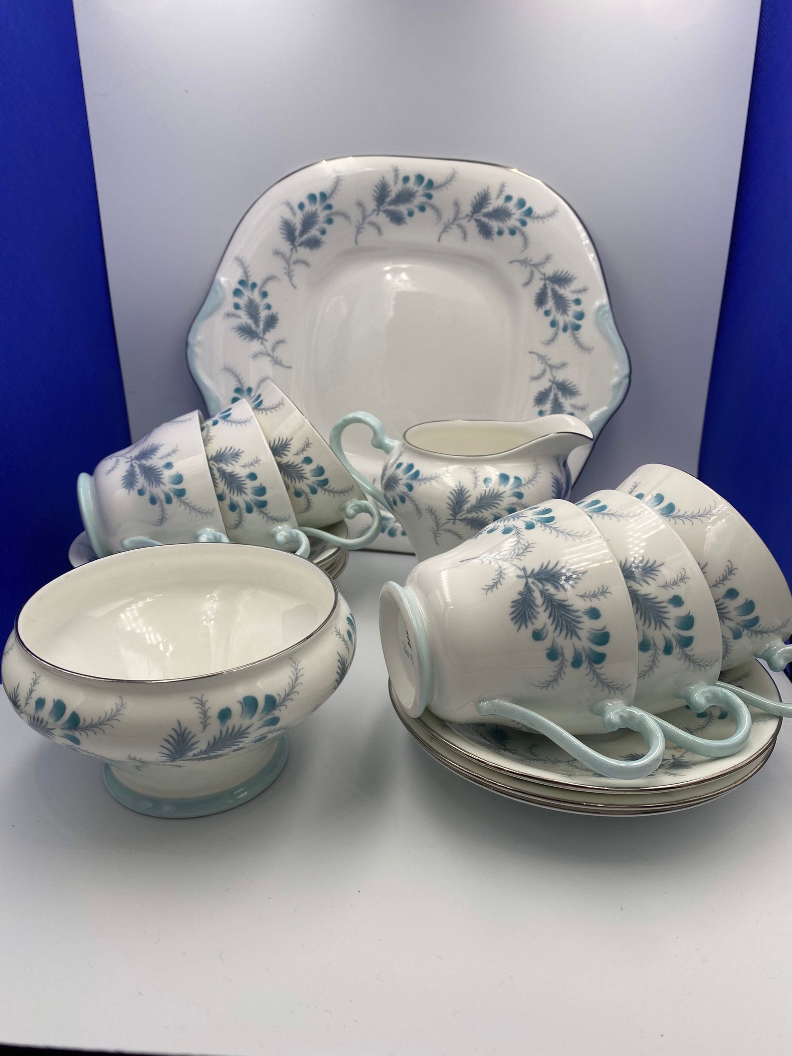 Vintage Blue White Crockery Set With 6 Cups and Saucers a Etsy