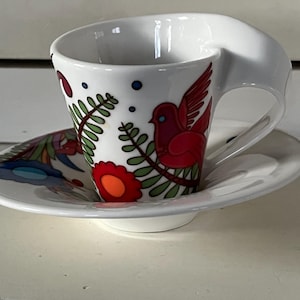 Villeroy & Boch Acapulco new wave espresso cup and saucer. Vintage tableware, perfect gift.