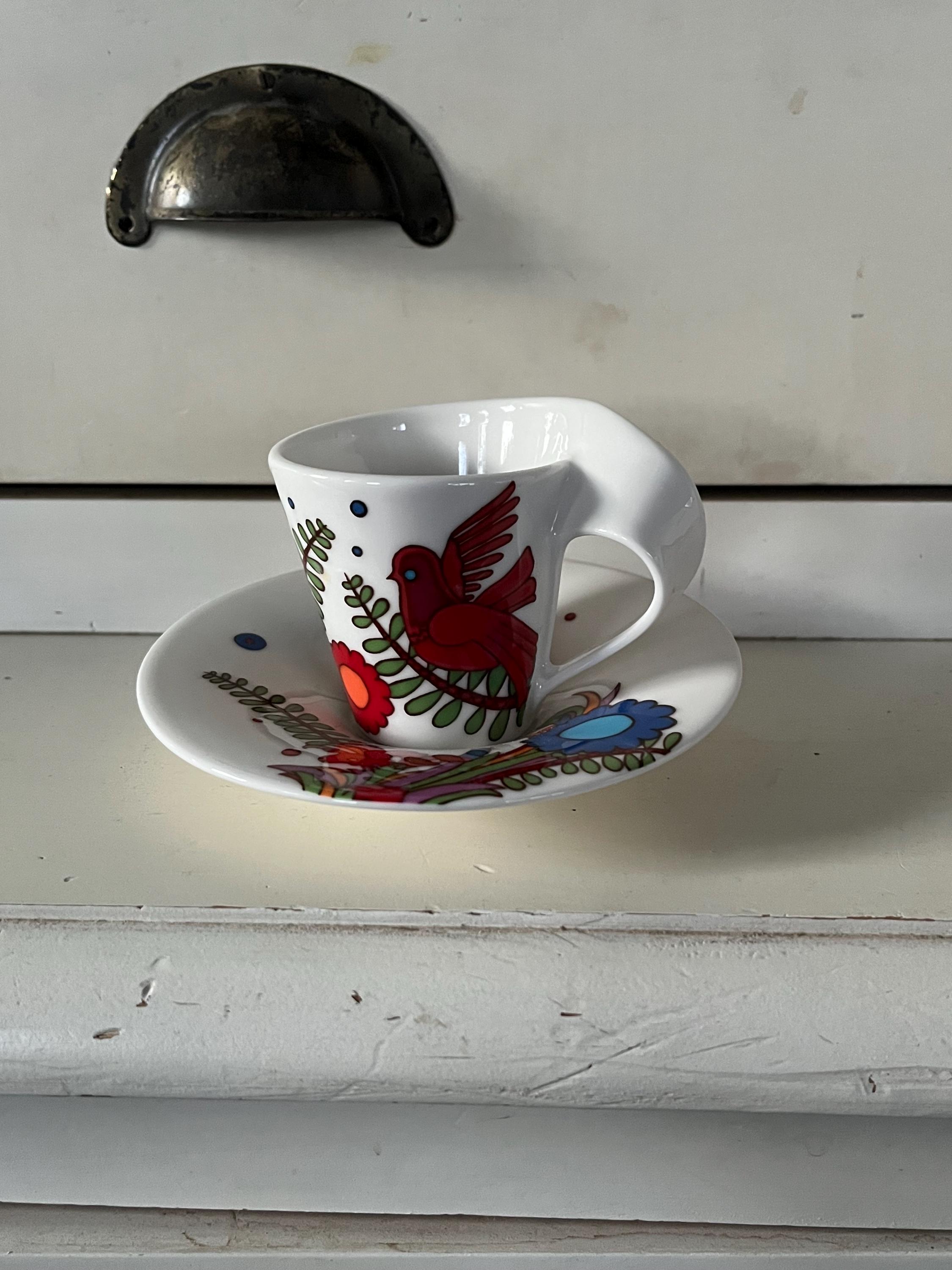 Villeroy & Boch Acapulco New Wave Espresso Cup and Saucer. Vintage