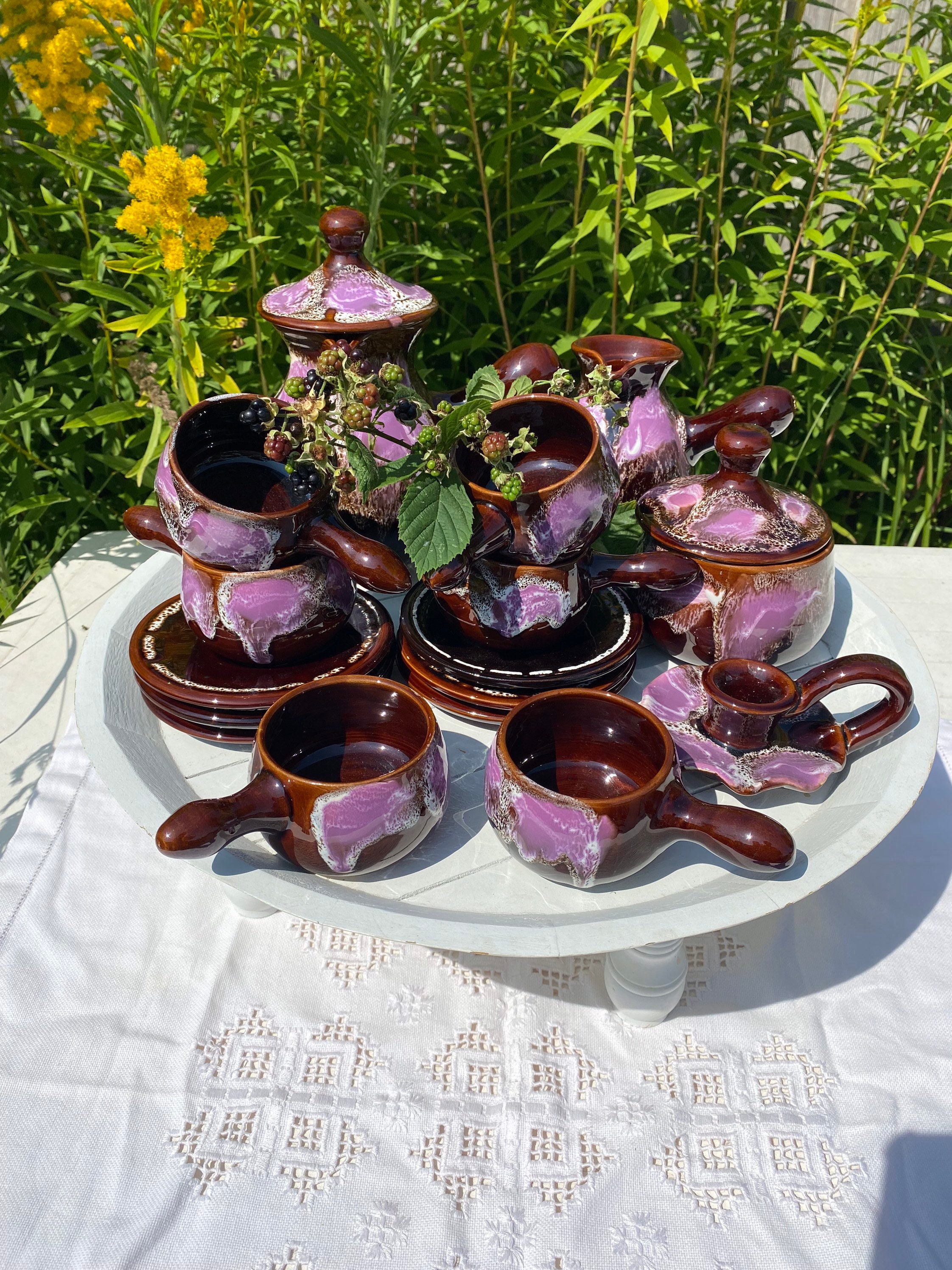 Vintage 70s pottery crockery set for tea or coffee perfect Etsy