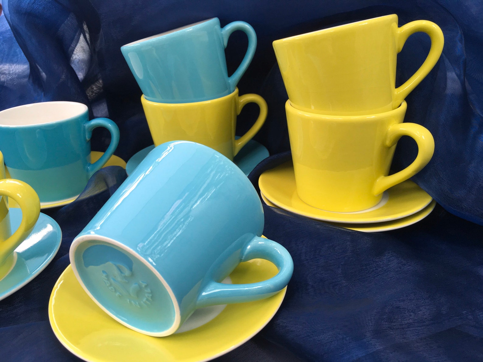 Italian colorful crockery gift set of 7 cups and dishes 7 Etsy