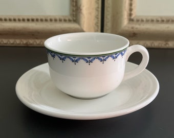 Villeroy & Boch Casa Look Teetasse und Untertasse, Vintage-Geschirr in Blau und Weiß.